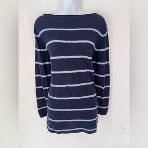 Eileen Fisher Navy Striped Sweater, Size S. Oversized Alpaca, Merino Wool